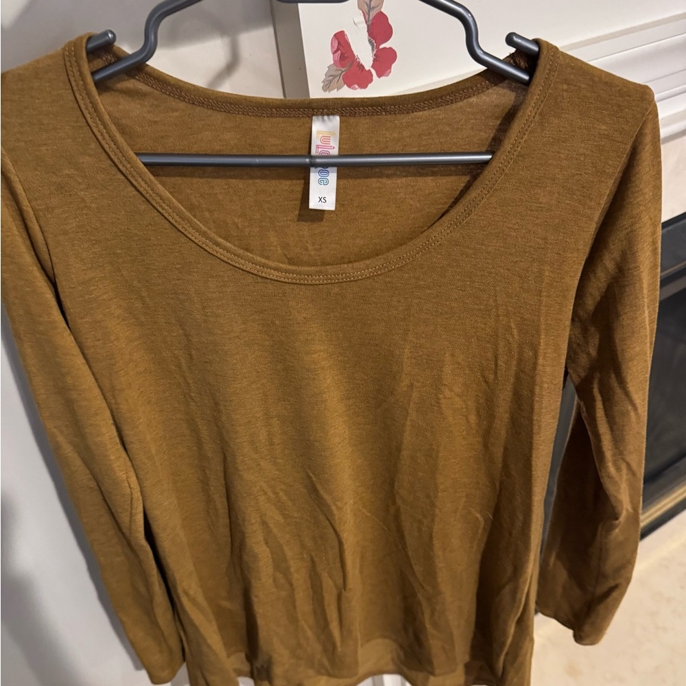 Lularoe women's Lynnae long sleeve tshirt, brown, xs